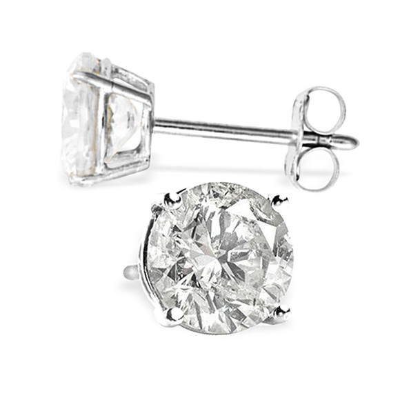 Galaxy Gold Products Jewelry - 14K. GOLD STUD EARRINGS WITH 1.50 CT. NATURAL DIAMONDS (White Gold)